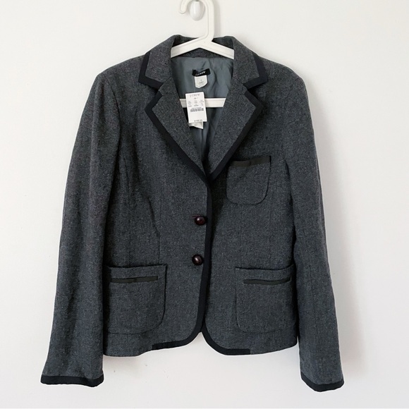 NWT Vintage J.Crew Herringbone Grey Wool blazer sz 10 - Picture 7 of 16